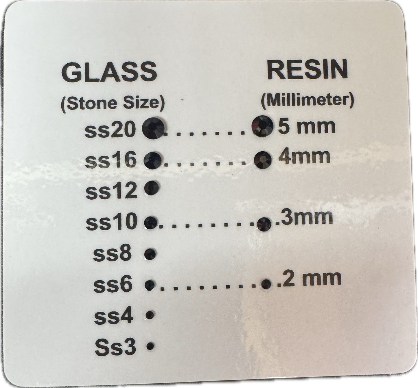 Rhinestone Size Chart