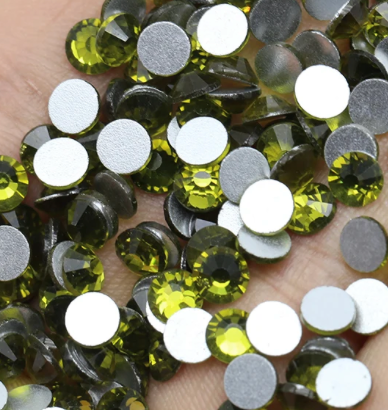 Glass Rhinestones - Olivine Green