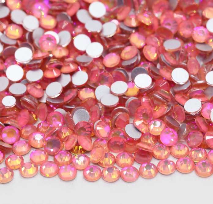 Glass Rhinestones - Shimmer Opal - Rose Pink