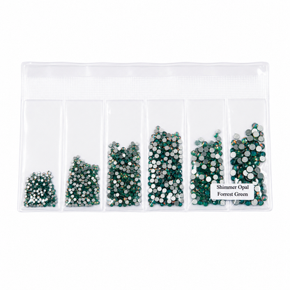 Glass Rhinestones - Shimmer Opal - Forrest Green