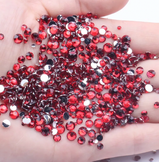 Ruby Red - Clear Silverback Rhinestones