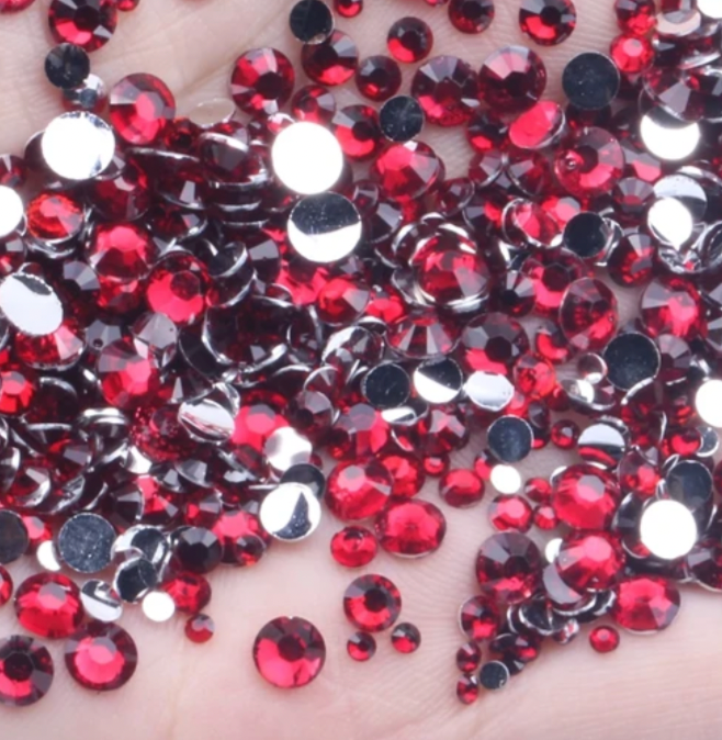 Crimson Red - Clear Silverback Rhinestones