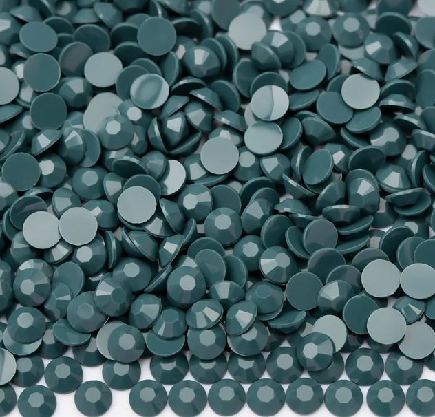 Solid Pine Green Rhinestones