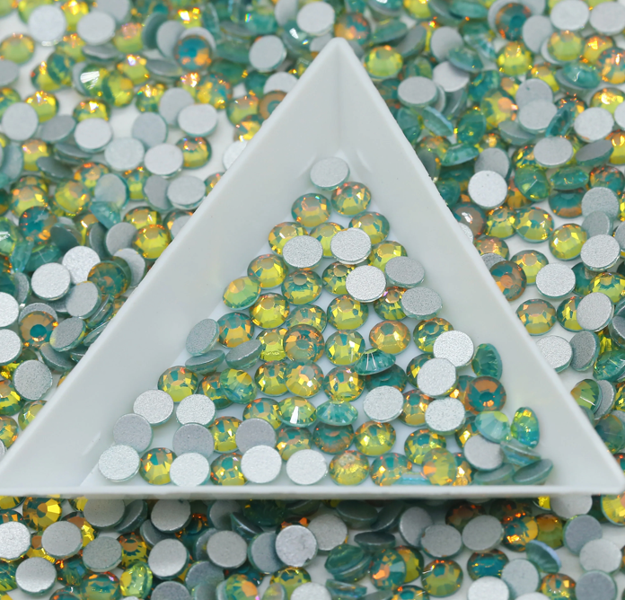 Glass Rhinestones - Shimmer Opal - Forrest Green