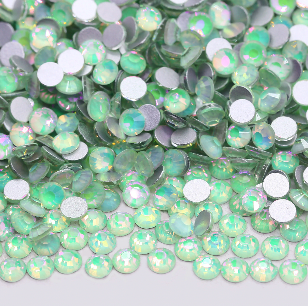 Glass Rhinestones - Shimmer Opal - Green